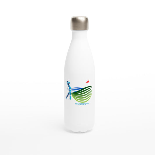 011 White Stainless Steel Water Bottle - 17 oz - logo