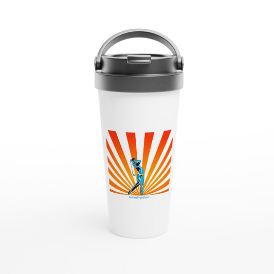 013 White Travel Mug in Stainless Steel - 15 oz - superlogo