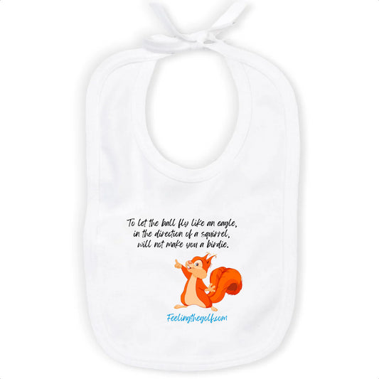 098 Baby bib with slogan & squirrel